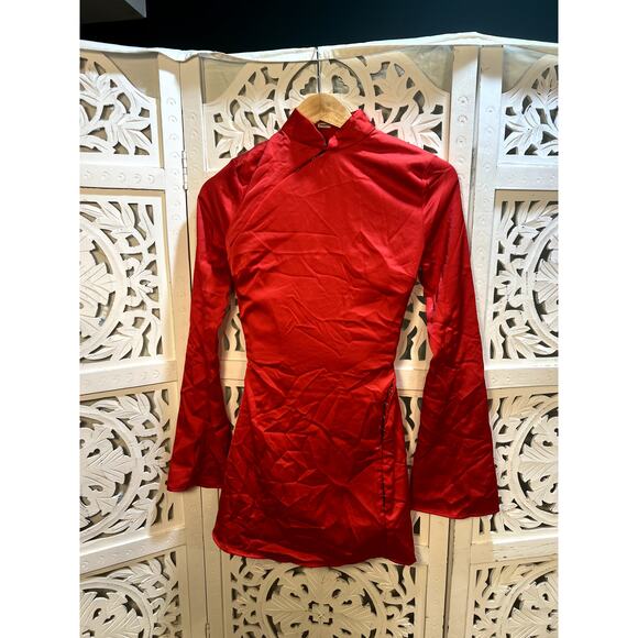 House of CB Alyssa Scarlet Satin Mini Dress Size XS - Picture 6 of 10